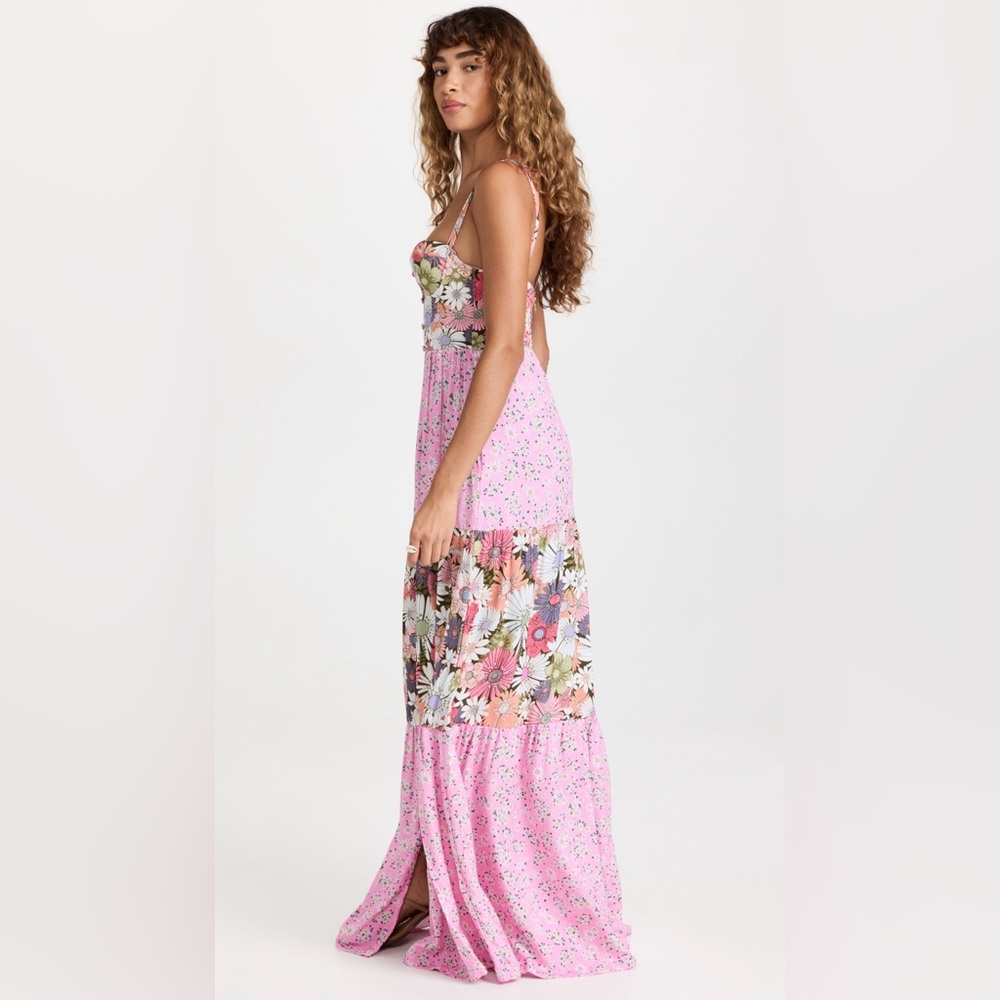 Agua Bendita Pink Floral Patchwork Maxi Dress